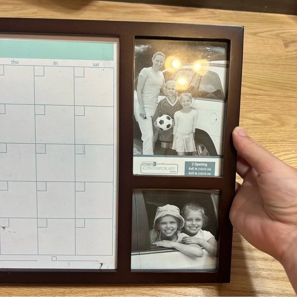 White Board Calendar Picture Frame Schedule Keeper Home Organization Wood